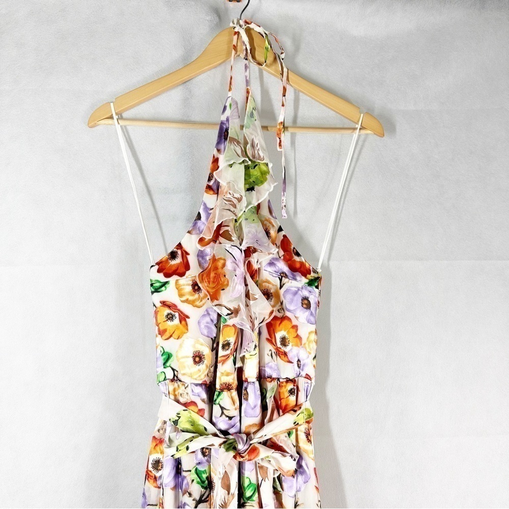 Alice + Olivia Evelia Ruffled Floral High Low Asymmetrical Maxi Dress Size 10 - Picture 10 of 13